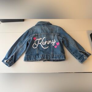 Old Navy Girls Baby 18-24 M Jean Jacket Denim Custom Embroidered ‘Kenny’ heart